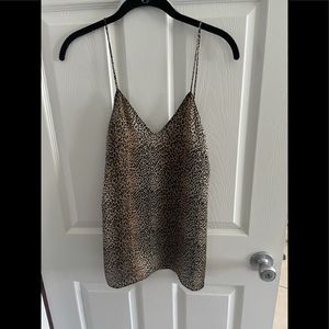 Leopard tank top with black lace